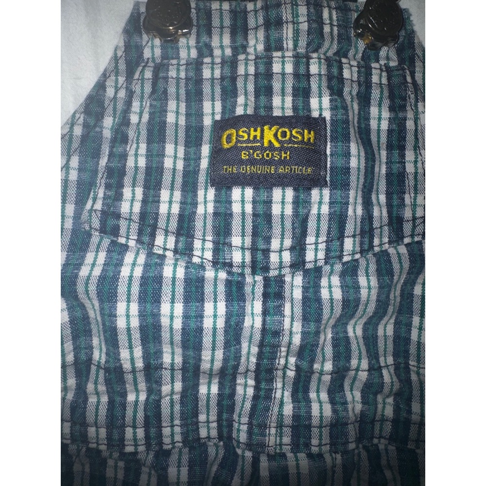 Vintage OshKosh Bgosh Vestbak Plaid Overalls Blue Green USA 2T - Picture 2 of 5